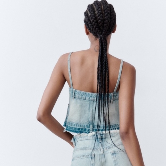 NWT Zara denim crop top - Picture 2 of 6